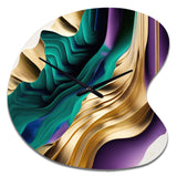 Purple, Green And Gold Bold Strokes III - Asymmetric Metal Wall Clock