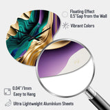 Purple, Green And Gold Bold Strokes III - Asymmetric Metal Wall Clock