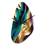 Purple, Green And Gold Bold Strokes III - Asymmetric Metal Wall Clock