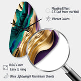 Purple, Green And Gold Bold Strokes III - Asymmetric Metal Wall Clock