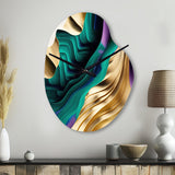 Purple, Green And Gold Bold Strokes III - Asymmetric Metal Wall Clock