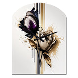 Purple Flower Flower On Abstract Paint III - Asymmetric Metal Wall Clock