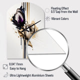 Purple Flower Flower On Abstract Paint III - Asymmetric Metal Wall Clock