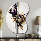 Purple Flower Flower On Abstract Paint III - Asymmetric Metal Wall Clock