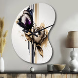 Purple Flower Flower On Abstract Paint III - Asymmetric Metal Wall Clock