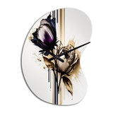 Purple Flower Flower On Abstract Paint III - Asymmetric Metal Wall Clock