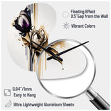 Purple Flower Flower On Abstract Paint III - Asymmetric Metal Wall Clock