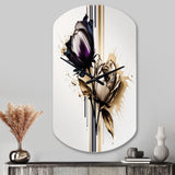 Purple Flower Flower On Abstract Paint III - Asymmetric Metal Wall Clock