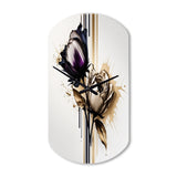 Purple Flower Flower On Abstract Paint III - Asymmetric Metal Wall Clock