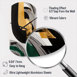 Modern Green Art Deco II - Asymmetric Metal Wall Clock