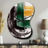 Modern Green Art Deco VI - Asymmetric Metal Wall Clock