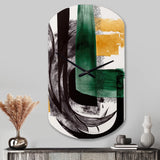 Modern Green Art Deco VI - Asymmetric Metal Wall Clock