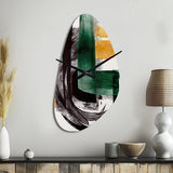 Modern Green Art Deco VI - Asymmetric Metal Wall Clock