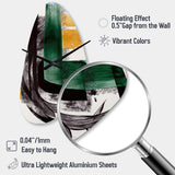 Modern Green Art Deco VI - Asymmetric Metal Wall Clock
