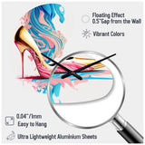 Pink And Blue Art Deco High Heel Shoes III - Asymmetric Metal Wall Clock