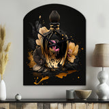 Chic Black And Gold Perfume Bottle II - Asymmetric Metal Wall Clock