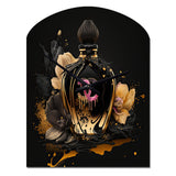 Chic Black And Gold Perfume Bottle II - Asymmetric Metal Wall Clock