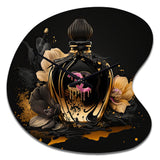 Chic Black And Gold Perfume Bottle II - Asymmetric Metal Wall Clock