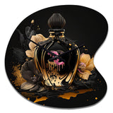 Chic Black And Gold Perfume Bottle II - Asymmetric Metal Wall Clock