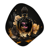 Chic Black And Gold Perfume Bottle II - Asymmetric Metal Wall Clock