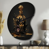 Chic Black And Gold Perfume Bottle VIII - Asymmetric Metal Wall Clock