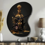 Chic Black And Gold Perfume Bottle VIII - Asymmetric Metal Wall Clock