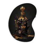 Chic Black And Gold Perfume Bottle VIII - Asymmetric Metal Wall Clock