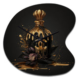 Chic Black And Gold Perfume Bottle VIII - Asymmetric Metal Wall Clock