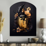 Chic Black And Gold Perfume Bottle IX - Asymmetric Metal Wall Clock