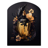 Chic Black And Gold Perfume Bottle IX - Asymmetric Metal Wall Clock