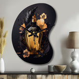 Chic Black And Gold Perfume Bottle IX - Asymmetric Metal Wall Clock