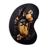 Chic Black And Gold Perfume Bottle IX - Asymmetric Metal Wall Clock