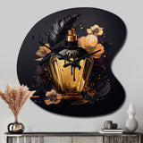 Chic Black And Gold Perfume Bottle IX - Asymmetric Metal Wall Clock