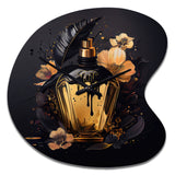 Chic Black And Gold Perfume Bottle IX - Asymmetric Metal Wall Clock