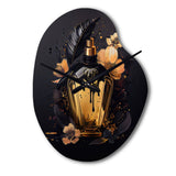 Chic Black And Gold Perfume Bottle IX - Asymmetric Metal Wall Clock