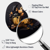 Chic Black And Gold Perfume Bottle IX - Asymmetric Metal Wall Clock