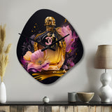 Chic Perfume Bottle With Pink Roses I - Asymmetric Metal Wall Clock