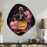 Chic Perfume Bottle With Pink Roses I - Asymmetric Metal Wall Clock