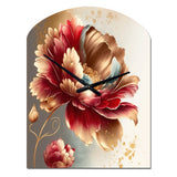 Bold Red Floral Design I - Asymmetric Metal Wall Clock