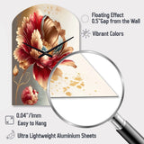 Bold Red Floral Design I - Asymmetric Metal Wall Clock