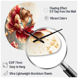Bold Red Floral Design I - Asymmetric Metal Wall Clock
