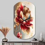 Bold Red Floral Design I - Asymmetric Metal Wall Clock