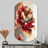 Bold Red Floral Design I - Asymmetric Metal Wall Clock