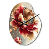 Bold Red Floral Design I - Asymmetric Metal Wall Clock