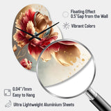 Bold Red Floral Design I - Asymmetric Metal Wall Clock