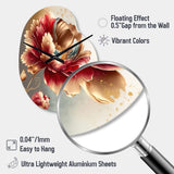 Bold Red Floral Design I - Asymmetric Metal Wall Clock