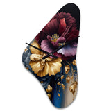 Burgundy And Blue Floral Bunch I - Asymmetric Metal Wall Clock
