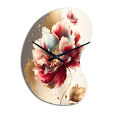Bold Red Floral Design II - Asymmetric Metal Wall Clock