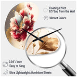 Bold Red Floral Design II - Asymmetric Metal Wall Clock