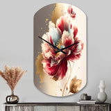 Bold Red Floral Design II - Asymmetric Metal Wall Clock
